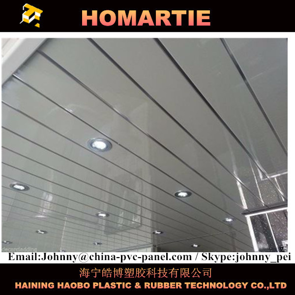 Rectangle Customized Decorative Ceiling Panels With Silver Line / Groove