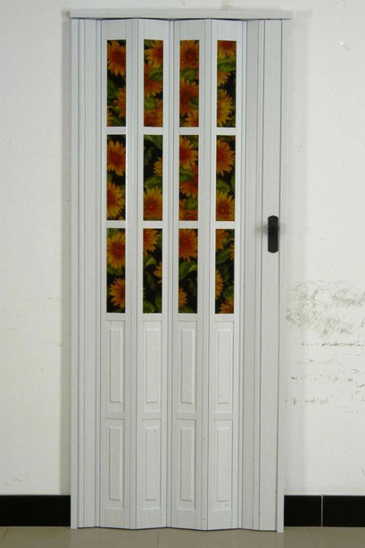 Double Layer Panel PVC Folding Door 110mm Width Accordion Door With Lock